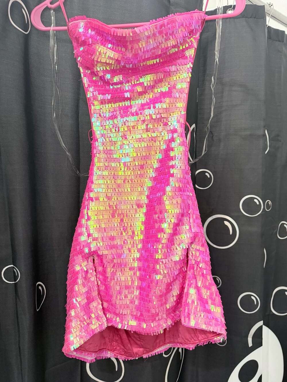New Pink Sequin Dress Size S Pink Holographic Mini Dress